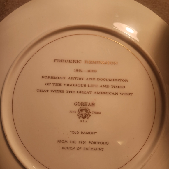 Gorham Frederick Remington "Old Ramon" Collector Plate, 10 1/2" Di American West - Picture 2 of 6